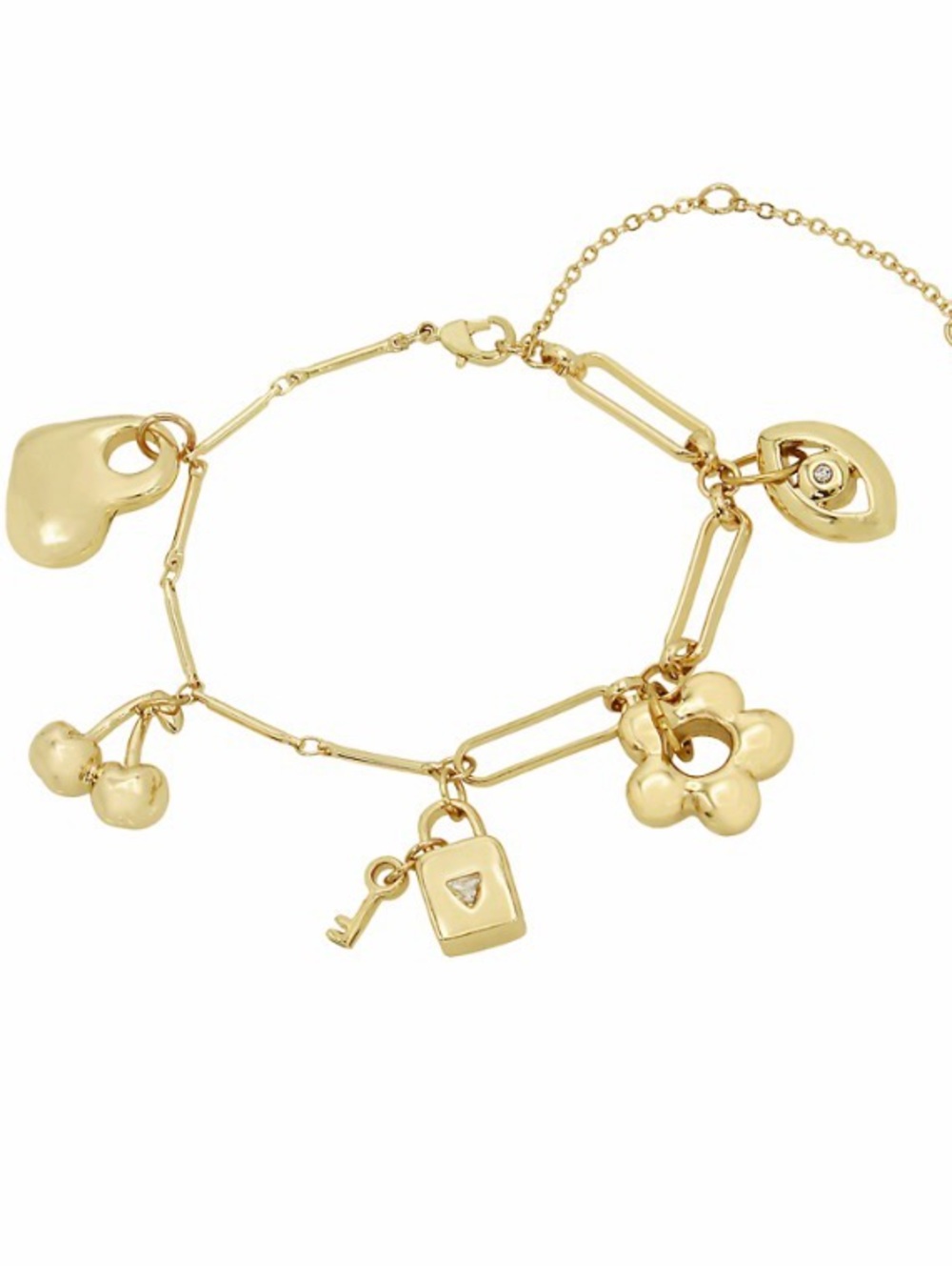 Steve Madden Puffy Heart and Cherry Charm Bracelet